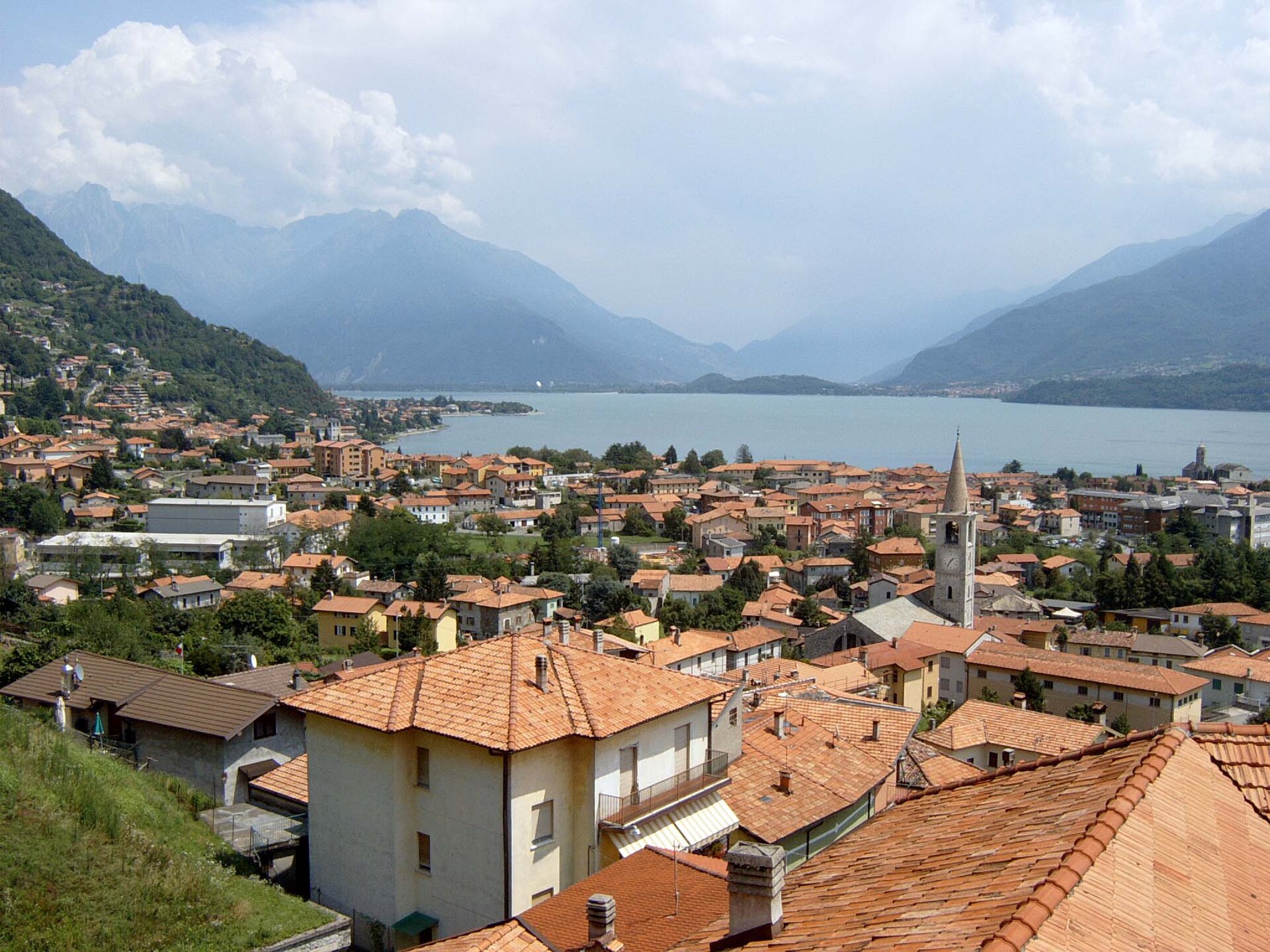Gravedona and the upper reach of Lake Como seen from the hills above